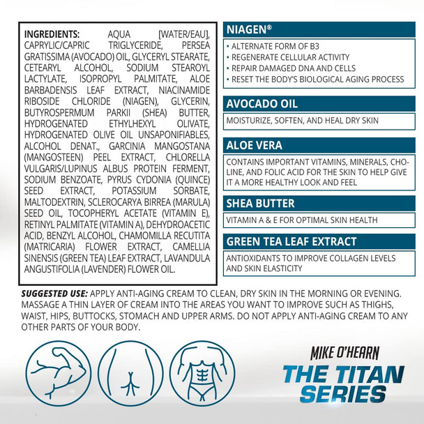 BPI Sports Anti-Aging Cream - Mike OHearn Titan Series - Body Skin Care - Niagen, Vitamin A & E, Retinol, Collagen Cream - 8 oz.