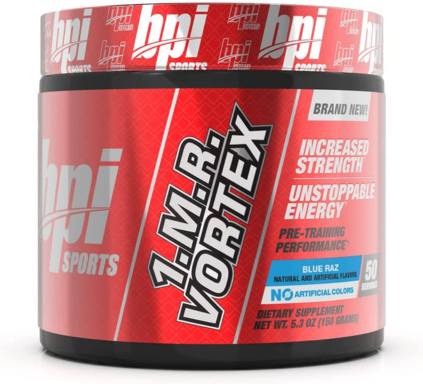 BPI Sports 1.M.R. Vortex Pre-Workout Powder, Blue Raz, 5.3 Ounce