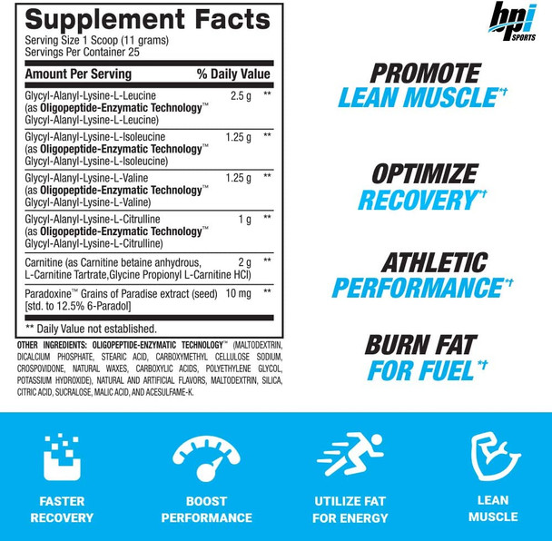 BPI Sports Best BCAA Shredded - Converts Fat to Energy - Weight Loss and Lean Muscle Support - Post-Workout Recovery - Watermelon Ice, 25 Servings, 275 g