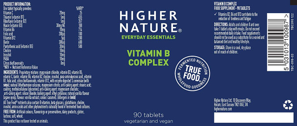 Higher Nature True Food B Complex Pack of 90