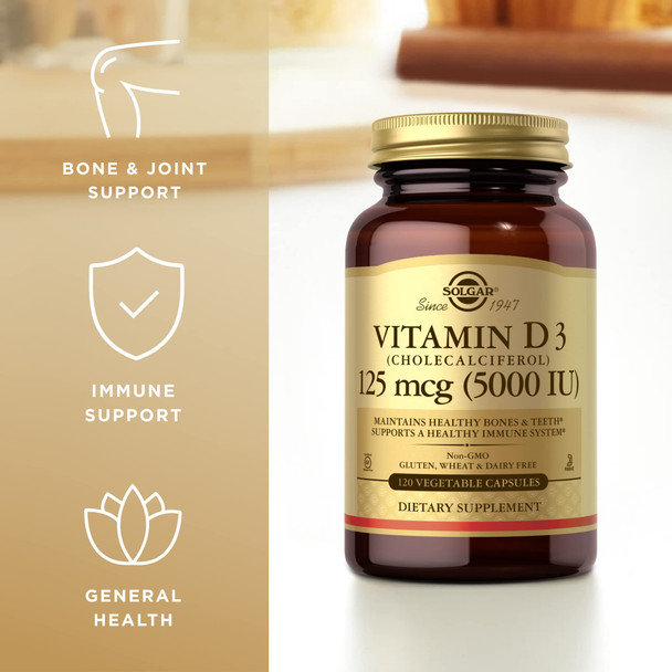 Solgar Vitamin D3 125 Mcg (5000 IU) 120 Capsules