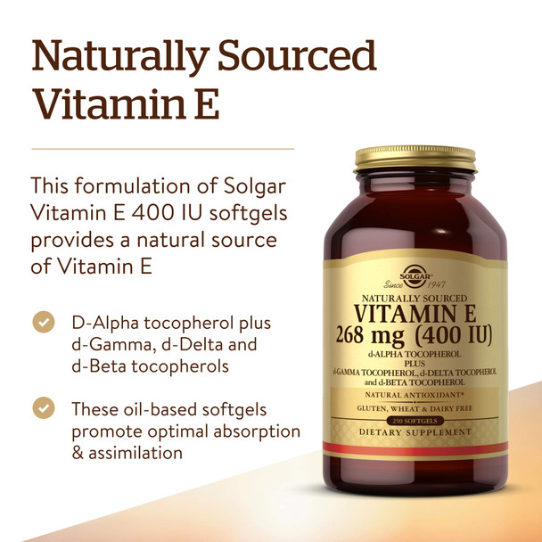 Solgar Vitamin E 268 mg (400 IU), 250 Mixed Softgels