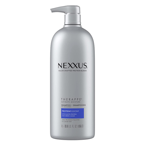 Nexxus Therappe Moisturizing Shampoo for Dry Hair Ultimate Moisture Silicone-Free, Moisturizing ProteinFusion with Elastin Protein and Green Caviar 33.8 oz