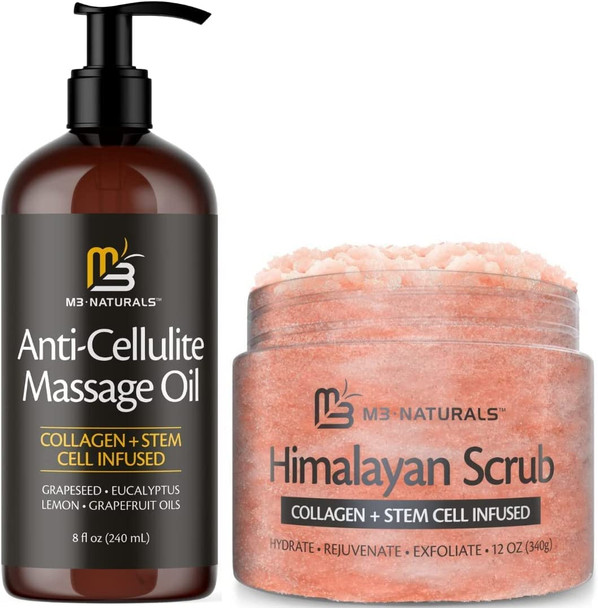 M3 Naturals Anti-Cellulite Massage Oil + Himalayan Body Scrub