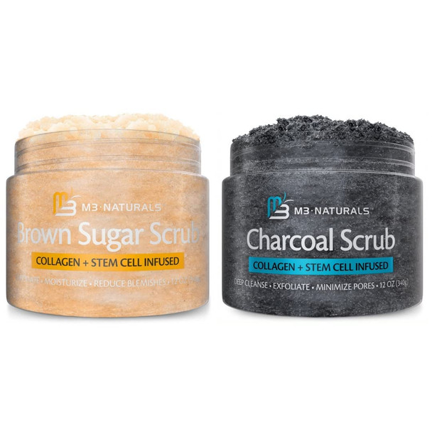 M3 Naturals Brown Sugar Body Scrub with Charcoal Body Scrub Bundle