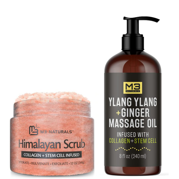 M3 Naturals Himalayan Body Scrub + Ylang-Ylang & Ginger Massage Oil
