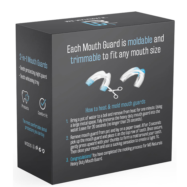 M3 Naturals Mouth Guard for Grinding & Clenching Teeth - BPA Free - 4 Guards for Adults & Kids - Dental Guards, Bite Guards, Night Guards for Teeth Grinding - Teeth Grinding Mouth Guard for Sleep