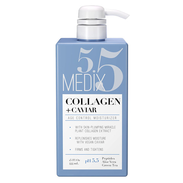Medix 5.5 Collagen Cream Dry Skin Rescue Face & Body Skin Care Lotion Infused W/ Caviar, Peptides, & Aloe Vera. Anti Aging Moisturizer Lifts, Firms, & Tightens For Younger Looking Skin, 15 Fl Oz