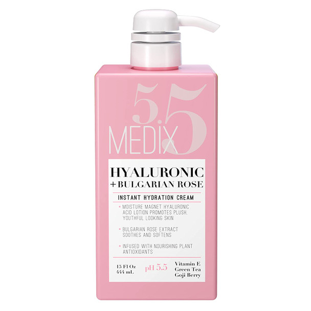 Medix 5.5 Hyaluronic Acid Skin Care Cream Moisturizer Face & Body Lotion W/ Bulgarian Rose. Intense Hydrating Cream Reduces Wrinkles & Fine Lines. Anti-Aging Cream W/ Goji Berry & Vitamin E, 15 Fl Oz