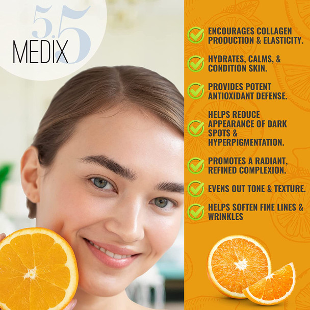 Medix 5.5 Vitamin C Skin Care Cream Face & Body Dry Skin Rescue Lotion Infused W/ Turmeric, Vitamin E, & Ginger. Firming & Brightening Moisturizer For Age Spots & Sun Damaged Skin, 15 Fl Oz (2-Pack)