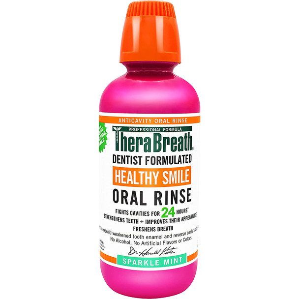 TheraBreath Healthy Smile Dentist Formulated 24-Hour Oral Rinse, Sparkle Mint, 16 Ounce (Pack of 2)