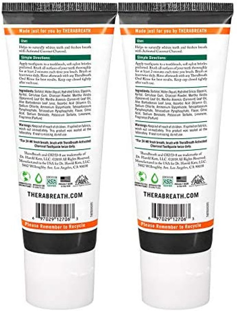 TheraBreath Fresh Breath Dentist Formulated 24-Hour Charcoal Whitening Toothpaste, Midnight Mint, 3.5 Ounce (Pack of 2)
