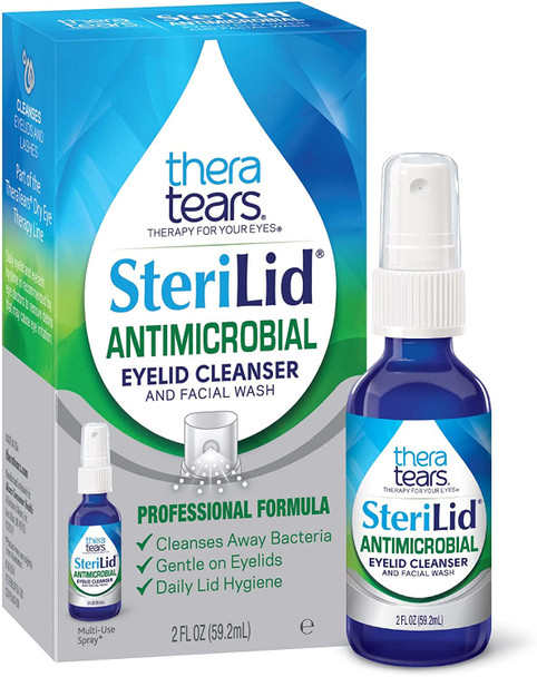 TheraTears SteriLid Antimicrobial Eyelid Cleanser and Facial Wash, 2 Fl Oz Spray
