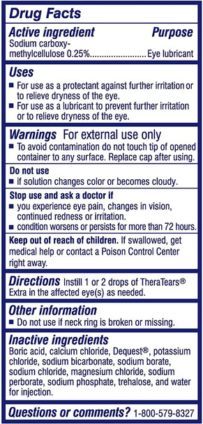 TheraTears Extra Dry Eye Therapy Lubricating Eye Drops for Dry Eyes, 0.5 fl oz Bottle, 2 Pack