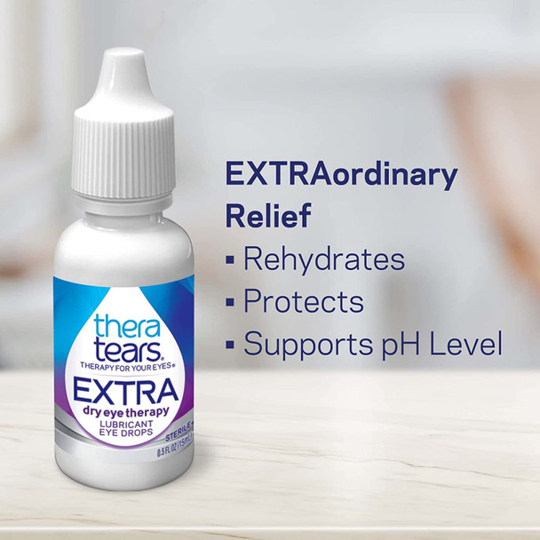TheraTears Extra Dry Eye Therapy Lubricating Eye Drops for Dry Eyes, 0.5 fl oz Bottle, 2 Pack