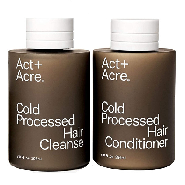 Act+Acre Cold Processed Hair Cleanse and Conditioner Set with Pumps (10 Fl Oz / 296 mL each)