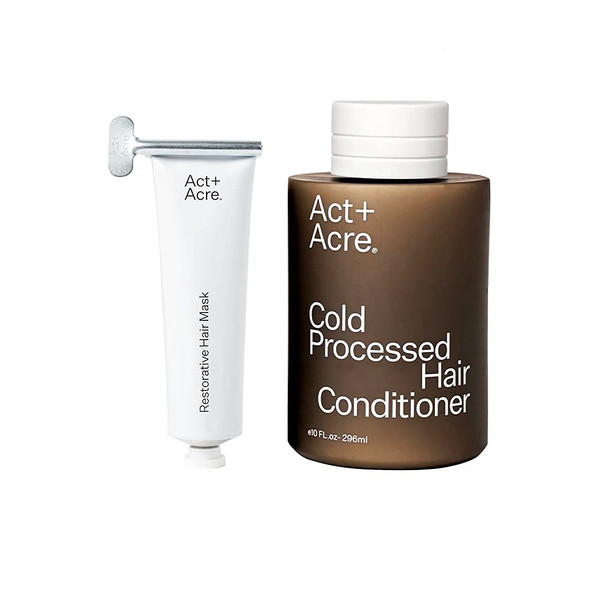 Act+Acre Restorative Hair Mask Hair Treatment Mask with Castor Oil (4.5 fl oz) and Cold Processed Hair Conditioner | Lightweight and Moisturizing (10 Fl Oz / 296 mL)