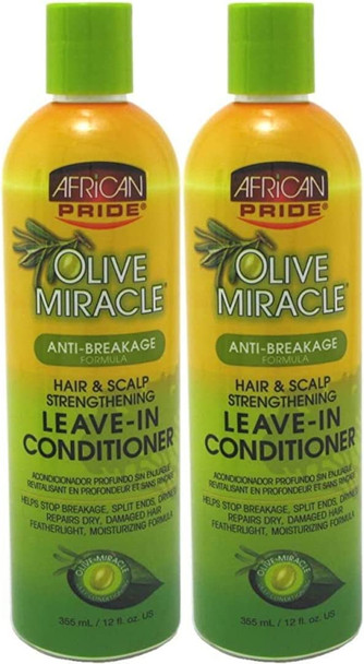 African Pride Olive Miracle Leave-In Conditioner 12oz (2 Pack)