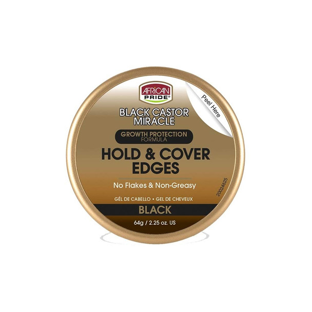 African Pride Black Castor Miracle Hold & Cover Edges 2.25 Ounce