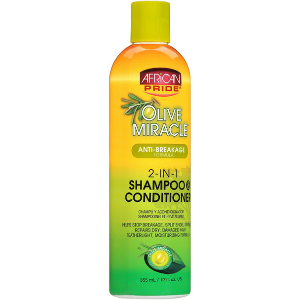 African Pride Olive Miracle 2-in-1 Shampoo & Conditioner 12 oz (Pack of 10)