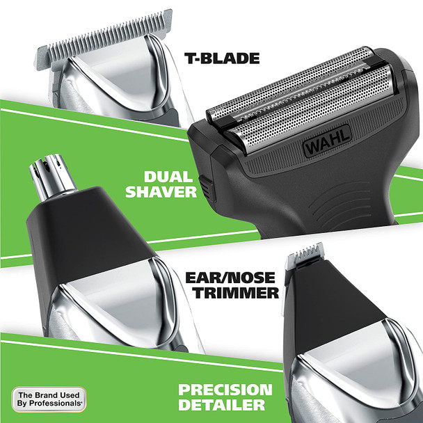 Wahl Stainless Steel Lithium Ion 2.0+ Slate Beard Trimmer for Men - Electric Shaver, Nose, Ear Trimmer, Rechargeable All In One Men's Grooming Kit - Model 9864SS