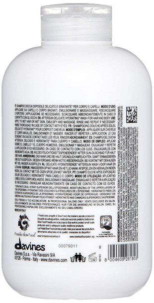 Davines SU Hair & Body Wash, Gentle Cleansing For Sun Exposed Hair And Skin, Full-Bodied Multi-Benefit Shower Foam, Moisturize And Hydrate