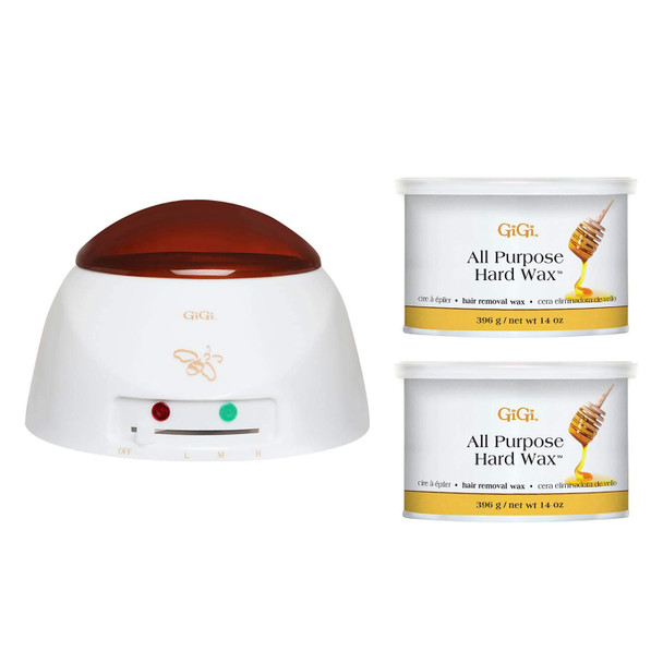 GiGi Professional Wax Warmer + All-Purpose Hair Removal Wax, 14 Ounces (2 Pack)