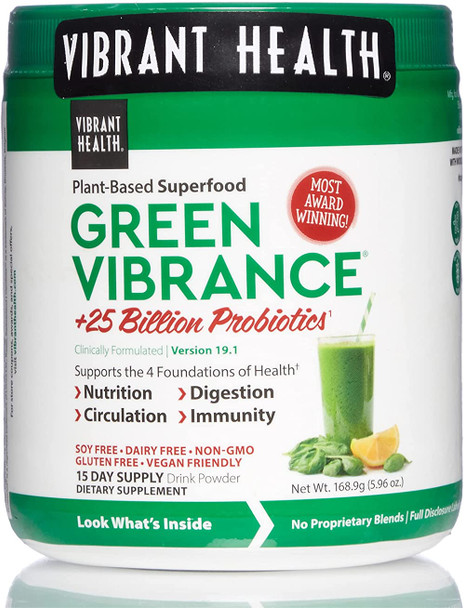 Vibrant Health, Green Vibrance, Vegan Superfood Powder, 15 Servings