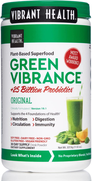 Vibrant Health, Green Vibrance, Vegan Superfood Powder, 30 Servings