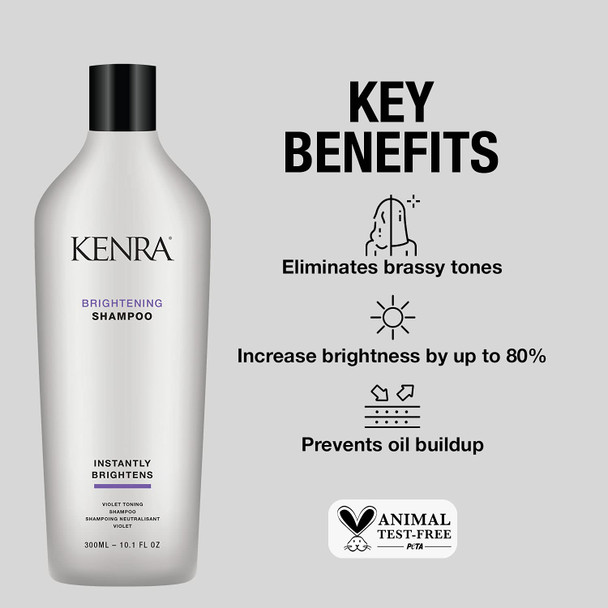 Kenra Brightening Shampoo | Eliminates Brassy Tones | Purple/Violet Shampoo for Blondes, Grays, Brunettes & all Hair Types| 10.1 fl. Oz