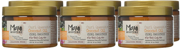 Maui Moisture Coconut Oil Curl Smoothie 12 Ounce Jar (354ml) (6 Pack)