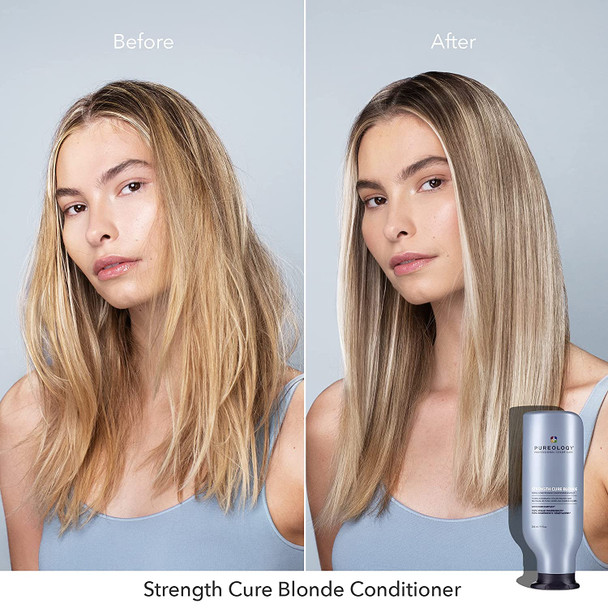 Pureology Strength Cure Blonde Purple Conditioner | For Blonde & Lightened Color-Treated Hair | Strengthens Hair & Fights Brass | Sulfate-Free | Vegan