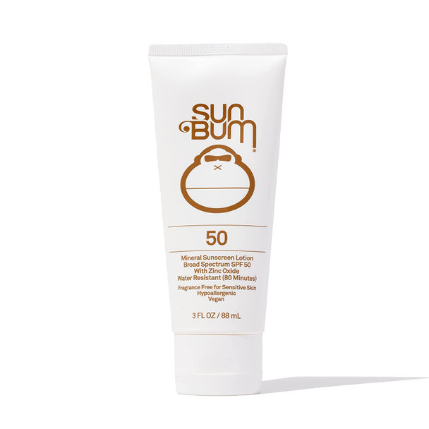 Sun Bum Mineral SPF 50 Sunscreen Lotion | Vegan and Reef Friendly (Octinoxate & Oxybenzone Free) Broad Spectrum Natural Sunscreen with UVA/UVB Protection | 3 oz