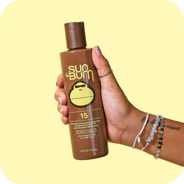 Sun Bum SPF 15 Browning Lotion | Vegan and Reef Friendly (Octinoxate & Oxybenzone Free) Broad Spectrum Moisturizing UVA/UVB Sunscreen Tanning Lotion with Vitamin E | 8.5 oz | 2 Pack