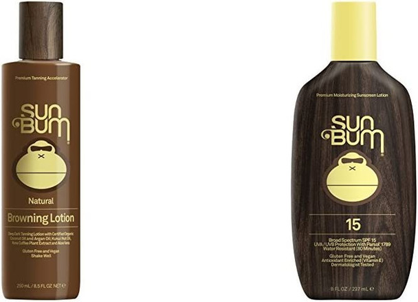 Sun Bum Original Sunscreen Lotion, SPF 15 and Moisturizing Browning & Tanning Lotion