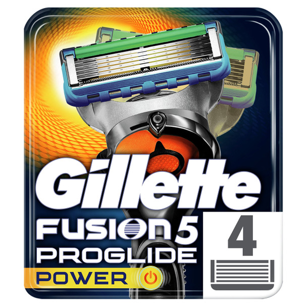 Gillette Fusion Men's ProGlide Power Razor Blades, Pack of 4 Refill Blades