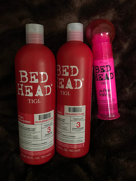 TIGI Bed Head Resurrection Shampoo/Conditioner (25.36oz) W/ TIGI After the Party Smoothing Cream, 3.4 Ounce
