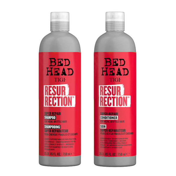 TIGI Bed Head Resurrection Hair Repair Shampoo and Conditioner Set for Dry and Damaged Hair Maximum Strength with Resurrection Plant 25.36 fl oz