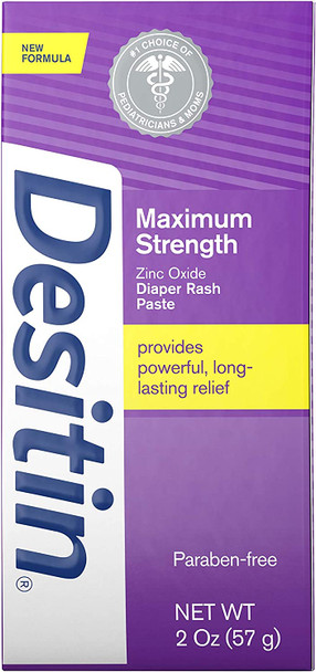 Desitin Maximum Strength Baby Diaper Rash Cream with 40% Zinc Oxide, Travel Size 2 Ounce