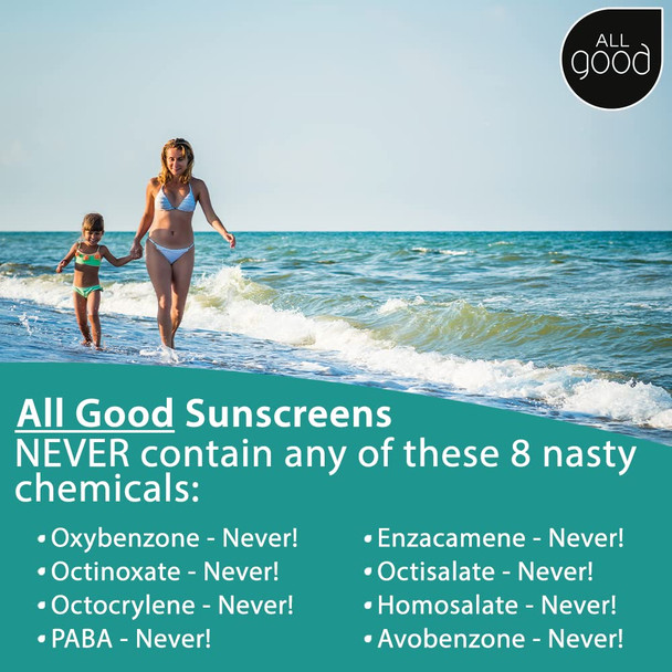 All Good Baby & Kids Sunscreen Lotion for Face & Body - UVA/UVB Broad Spectrum, SPF 30, Zinc Oxide, Coral Reef Friendly, Water Resistant- Zinc, Shea Butter, Coconut Oil, Aloe (3 oz)(2-pack)