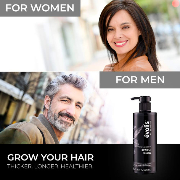 Evolis REVERSE Shampoo - Hair Growth Shampoo - Keratin Shampoo Sulfate Free - Natural Hair Growth Shampoo with Keratin and Wheat Protein - Hair Growth Treatment (8.5 fl oz)