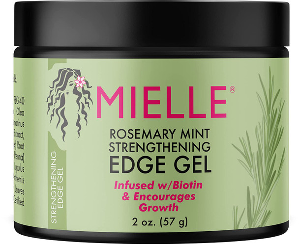 Mielle Organics Rosemary Mint Strengthening Edge Gel, Biotin & Essential Oil Growth Booster Hair Styling Treatment, 2 Ounces