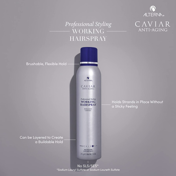Alterna Caviar AntiAging Professional Styling Working Hair Spray  Ultradry Brushable  Helps Control Frizz  Adds Shine  Sulfate Free