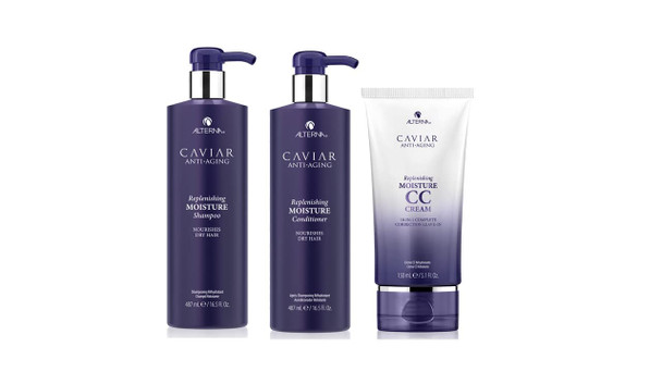 Alterna Caviar AntiAging Replenishing Moisture Shampoo Conditioner CC Cream Regimen Jumbo Set  Protects Restores  Hydrates  Sulfate Free