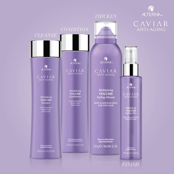 Alterna Caviar AntiAging Multiplying Volume Shampoo and Conditioner Standard Set 8.5oz each  For Fine Thin Hair  Create Instant Volume and Thickness  Sulfate Free