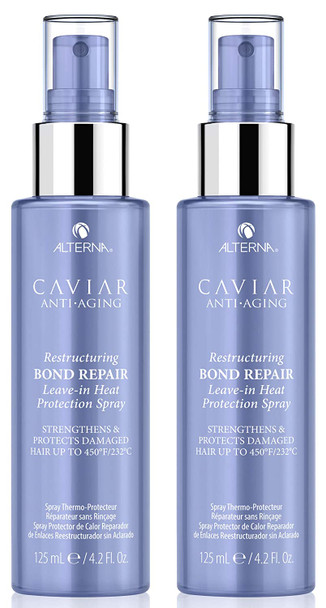 Alterna Caviar AntiAging Restructuring Bond Repair Leavein Heat Protection Spray 4.2 Fl Oz Strengthens and Protects Damaged Hair