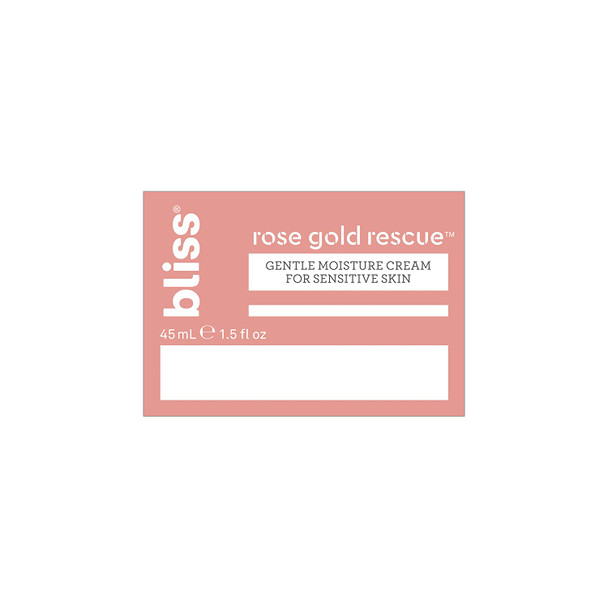 Bliss Rose Gold Rescue Moisturizer Gentle Face Cream with Soothing Rose Water  Nourishing Colloidal Gold for Sensitive Skin  FragranceFree  Clean  CrueltyFree  Paraben Free  Vegan  1.5 oz