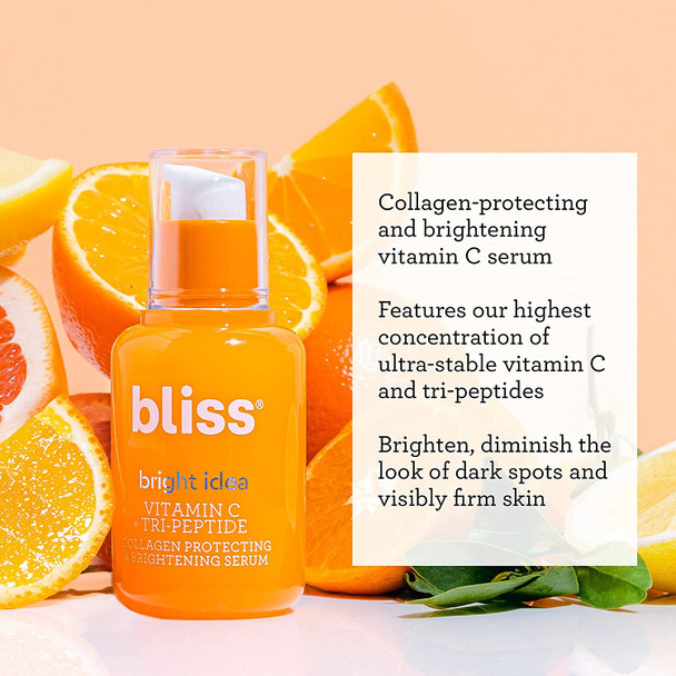 Bliss Vitamin C Serum for Face  Brightens Skin Diminishes Dark Spots  Visibly Firms  Clean  Paraben Free  CrueltyFree  Vegan