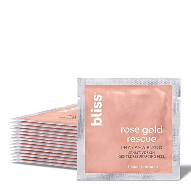 Bliss Rose Gold Rescue Resurfacing Peel Pads for Sensitive Skin  Gently Exfoliates Overnight  Clean  CrueltyFree  Paraben Free  Vegan  15 ct