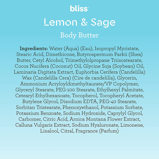 Bliss Lemon  Sage Soapy Suds Body Butter  Gentle  Hydrating for Supremely Soft Skin  Paraben Free Cruelty Free 32 Oz